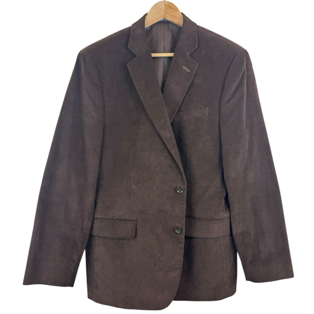 Stafford Classic Fit Blazer Sport Coat Men's 44R Brown Corduroy Elbow Patches